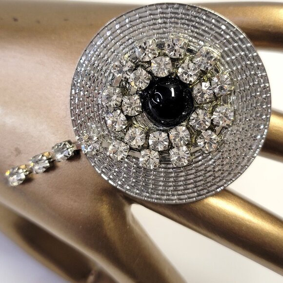 Adjustable Silver Crystal Flamboyant Cocktail Ring - Picture 2 of 9